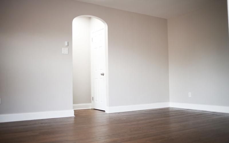 a room with white doors
